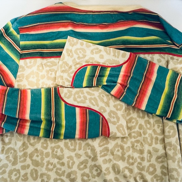 Crazy Train Pull Over Top Size 2XL Southwest Stripe Leopard Western Long Sleeve - Picture 8 of 16